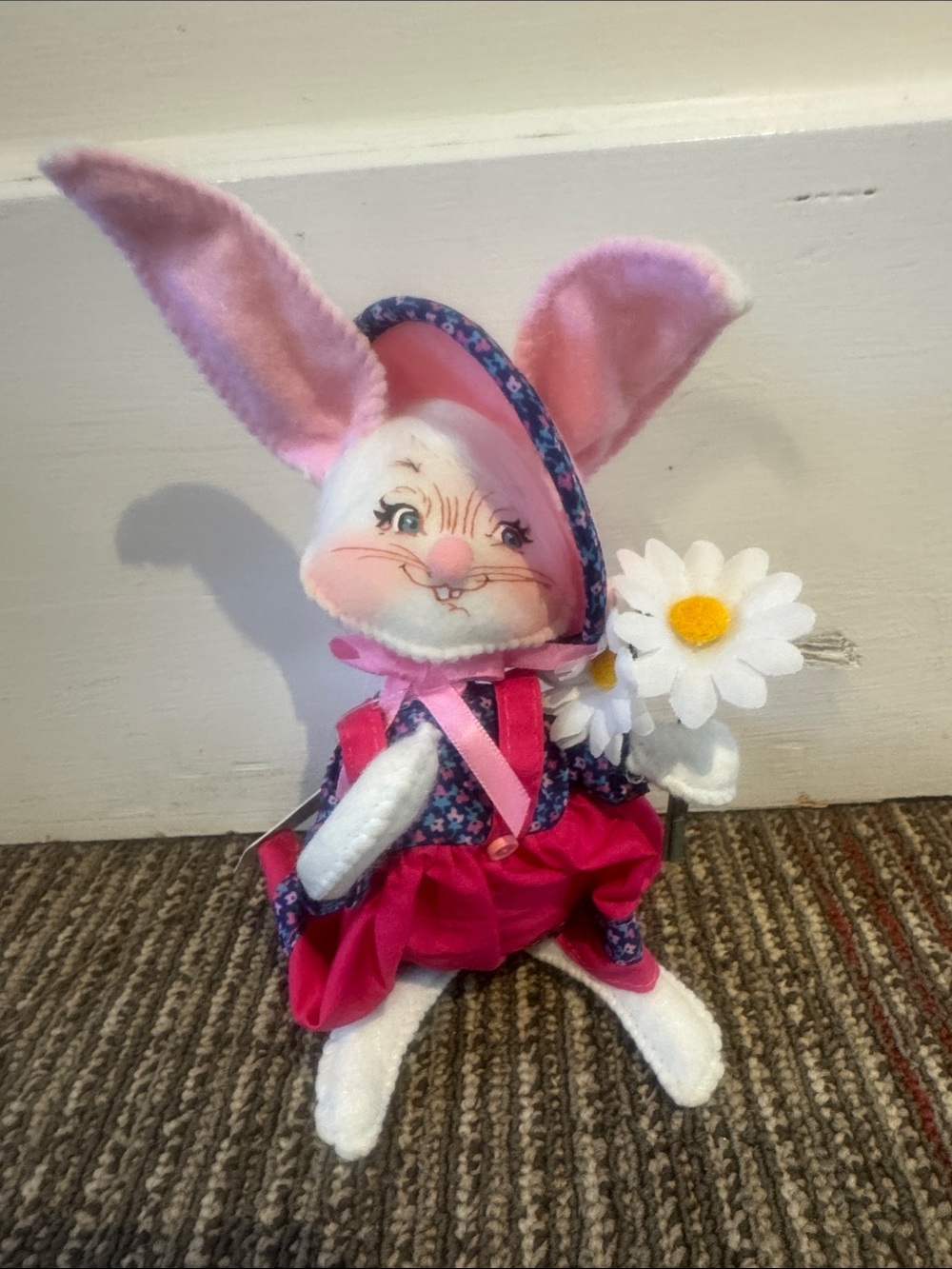 Annalee Pink Plush Bunny Doll with Daisy